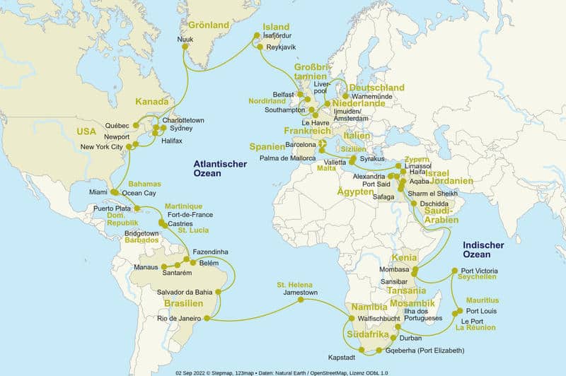 MSC Poesia Weltreise 2024 121 Tage 52 Häfen ab €15.659 inkl. Flug