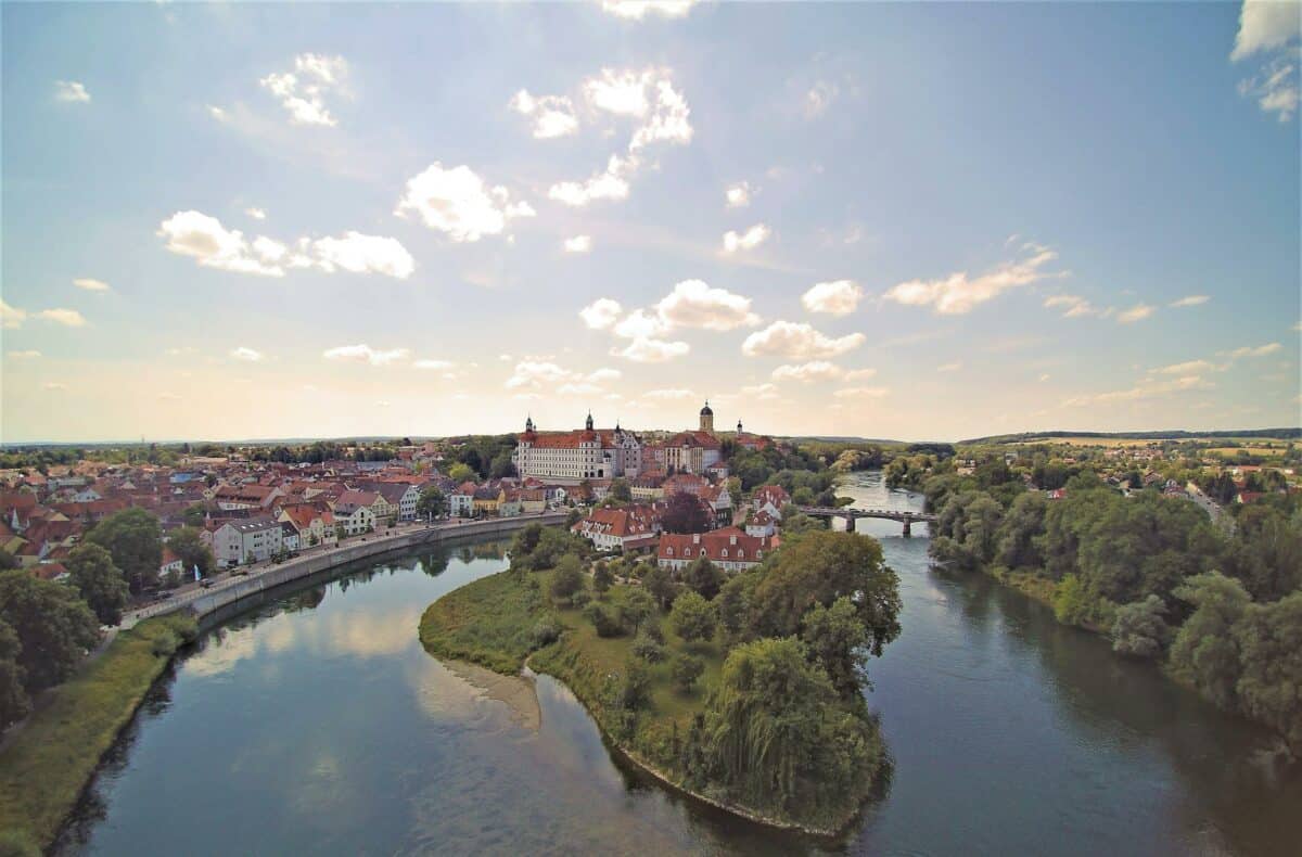 drone shot of neuburg an der donau