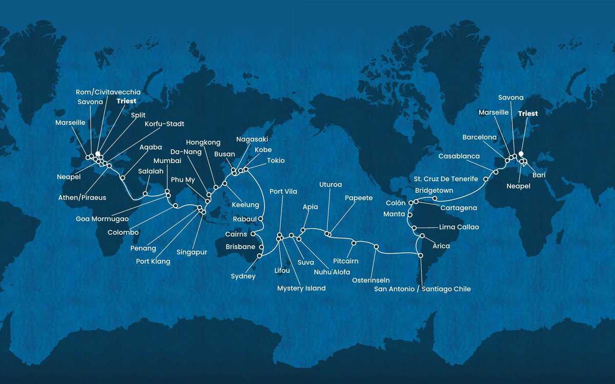  Costa Weltreise 2024: In 131 Tagen um die Welt ab €16.929 Illustration 