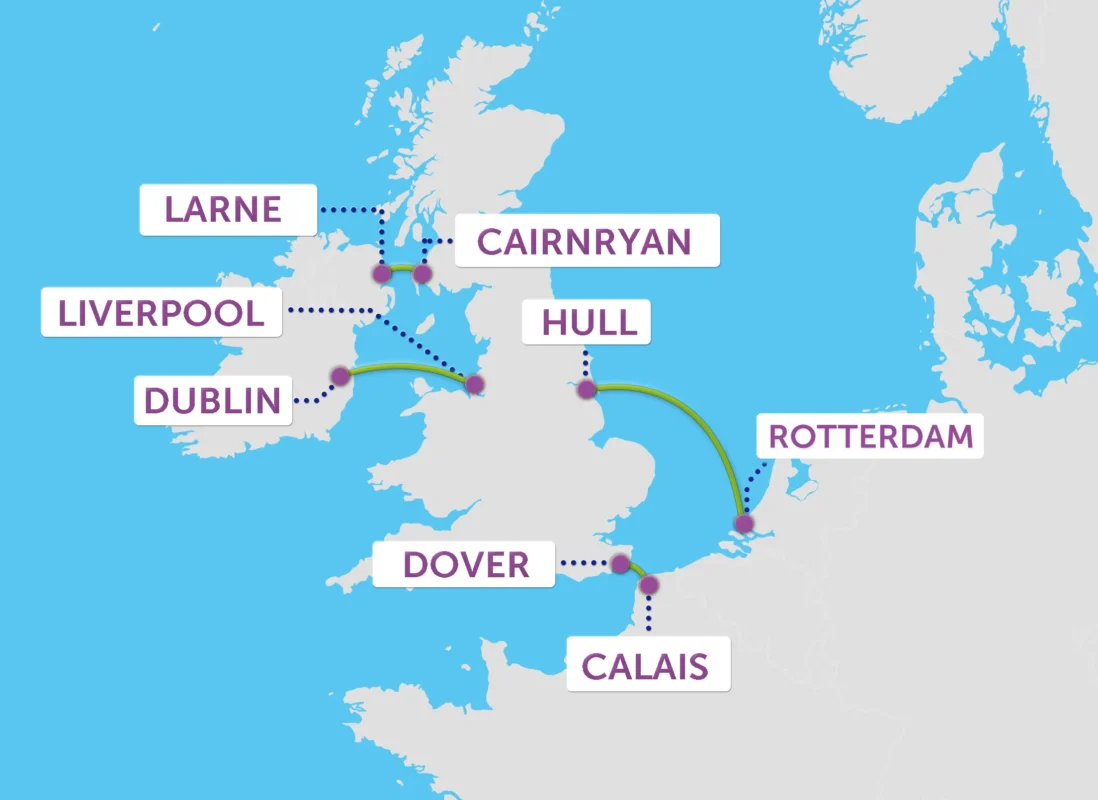 Routenkarte P&O Ferries