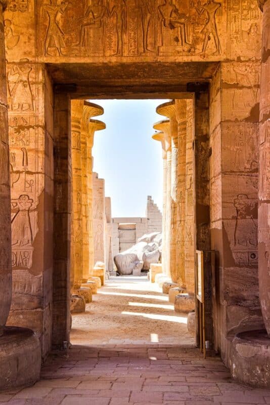 walls and columns inside the luxor temple in luxor egypt