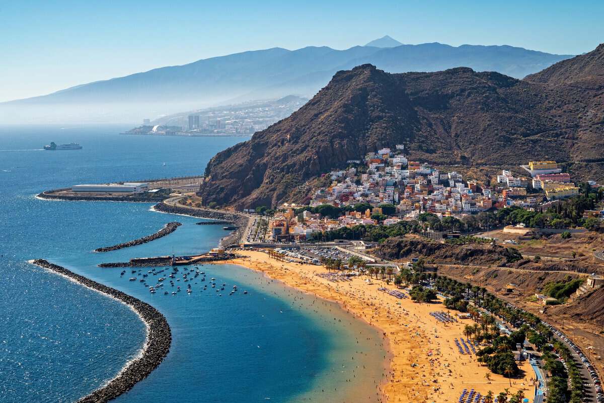 aerial view of playa de las teresitas tenerife