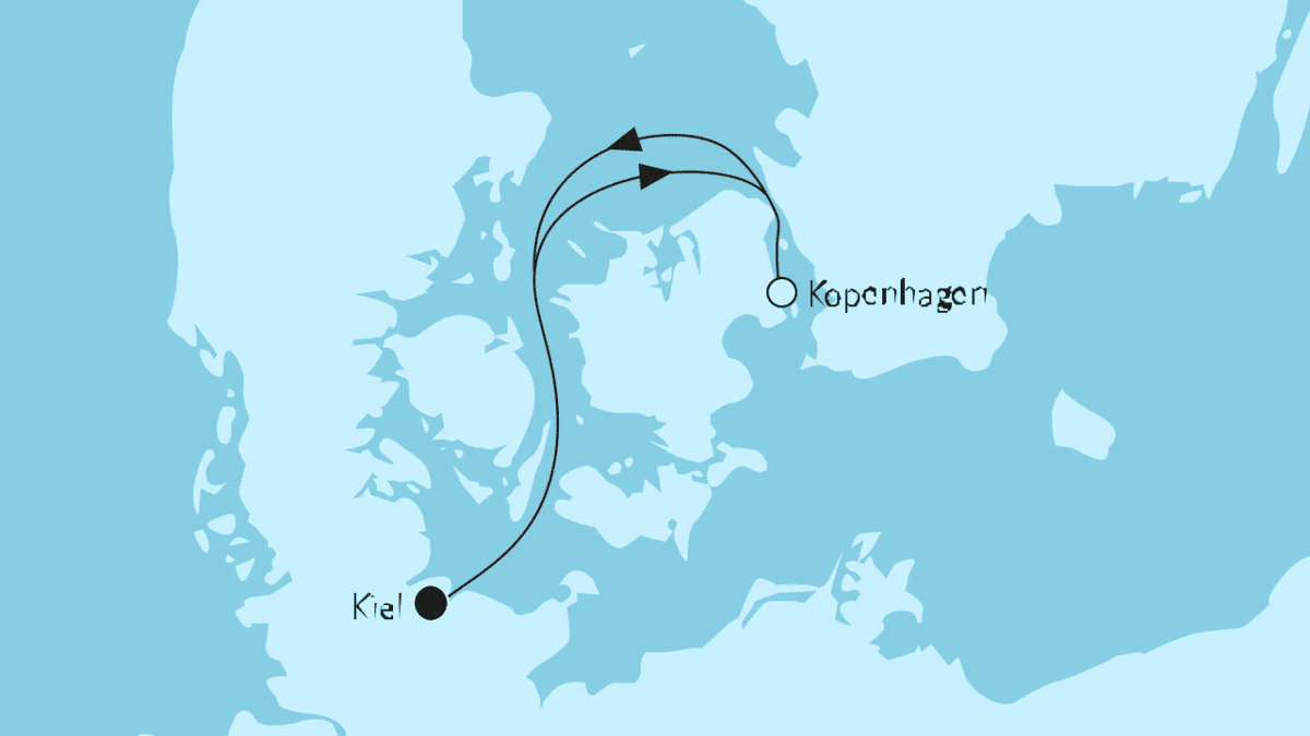 Routenkarte Kiel Kopenhagen